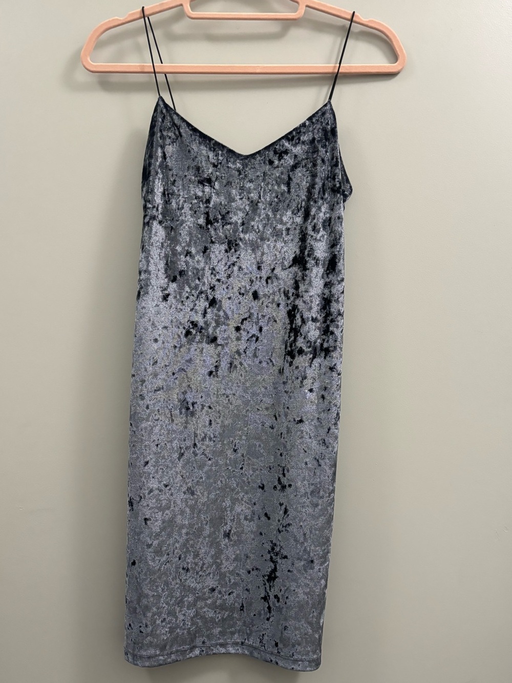 Polly & Esther silver crushed velvet slip dress